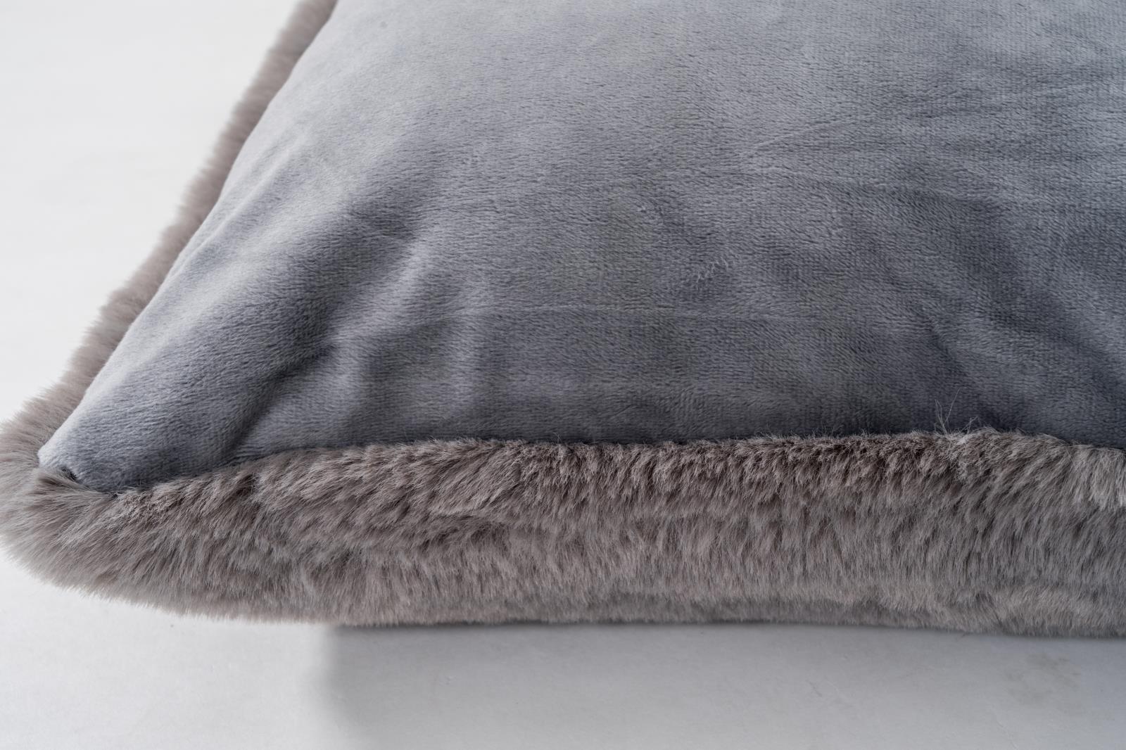 Faux Rabbit Fur RB04P Gray Accent Pillow — view 3
