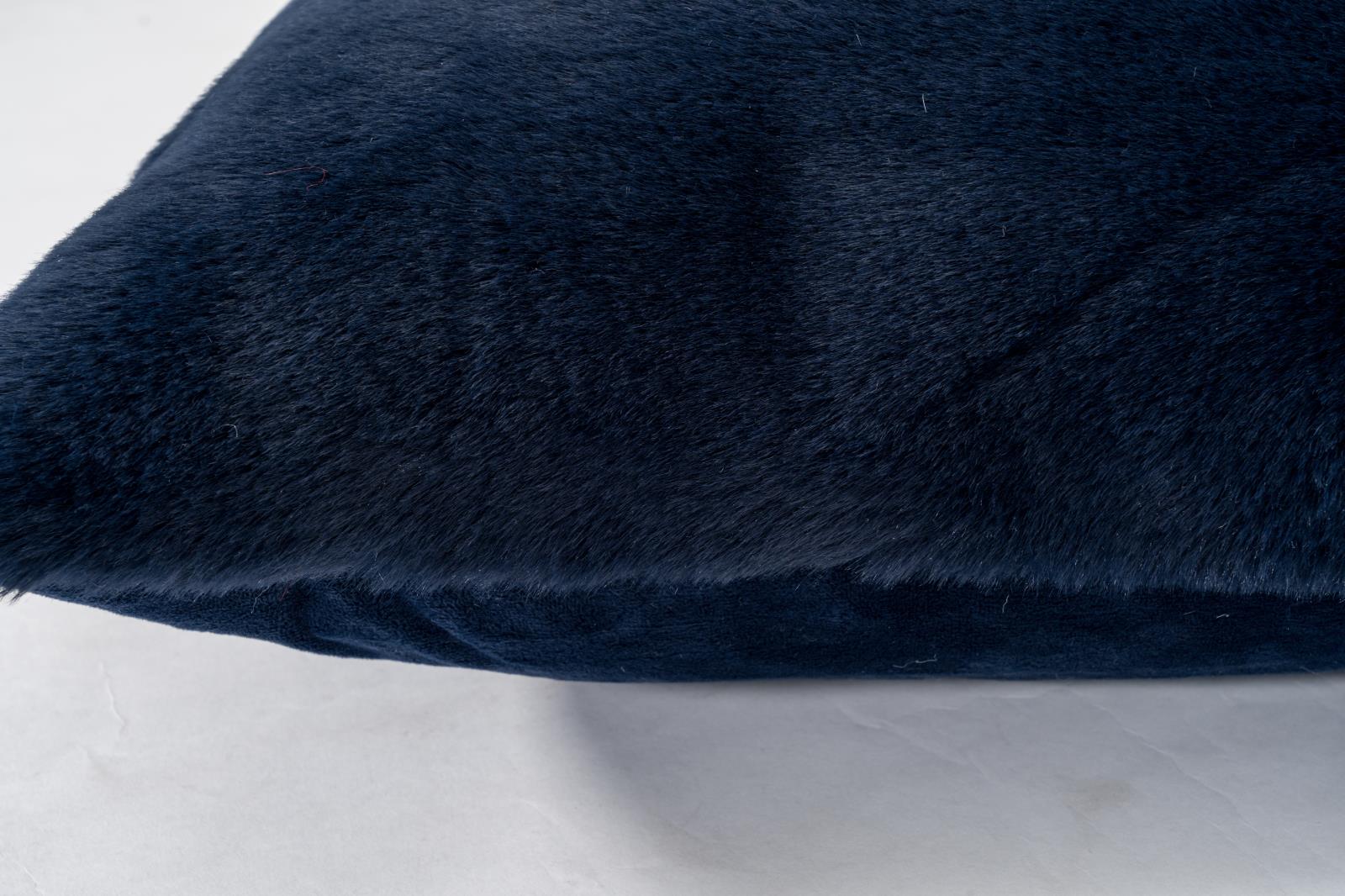 Faux Rabbit Fur RB13P Navy Blue Accent Pillow — view 4