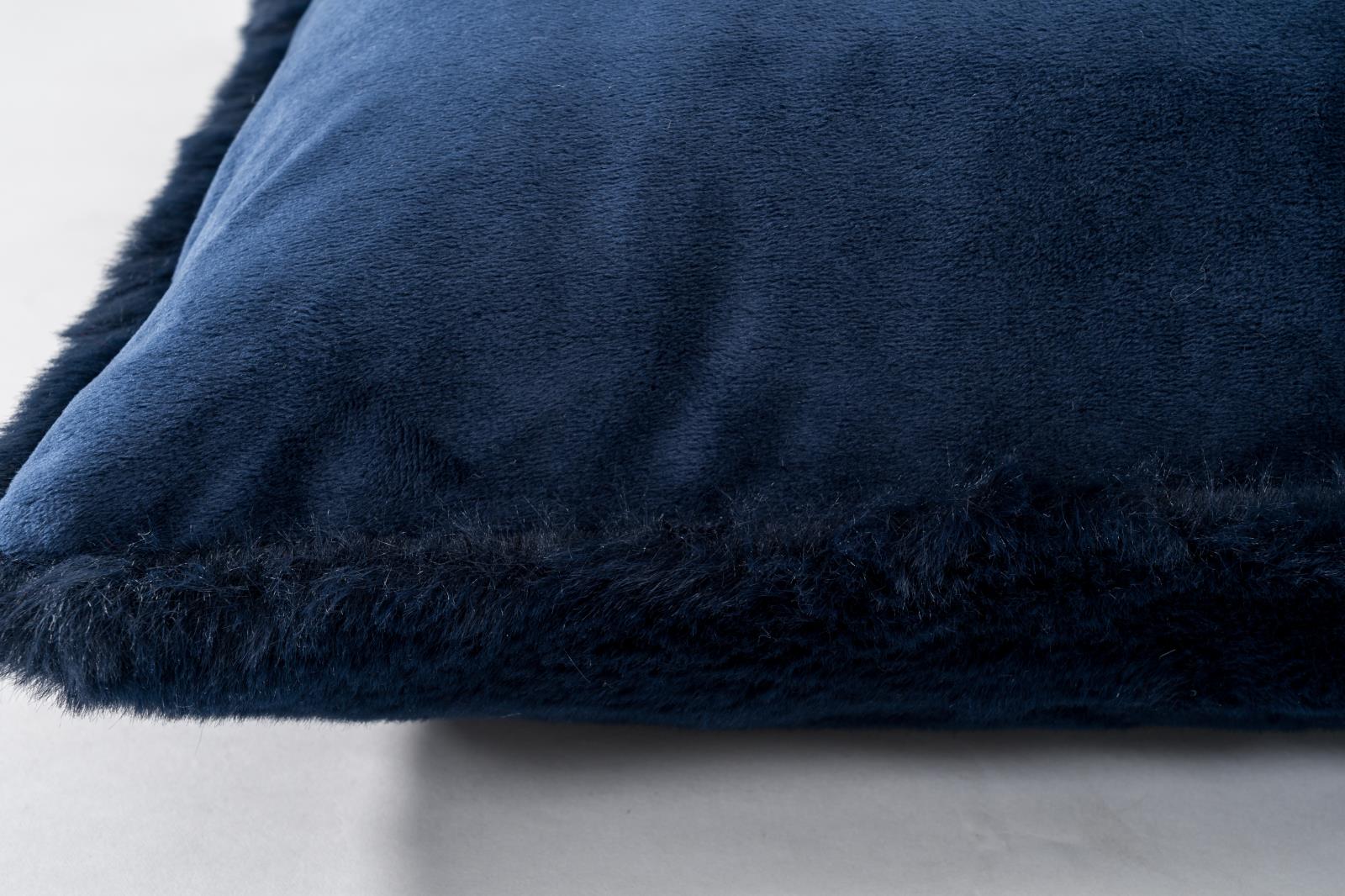 Faux Rabbit Fur RB13P Navy Blue Accent Pillow — view 3
