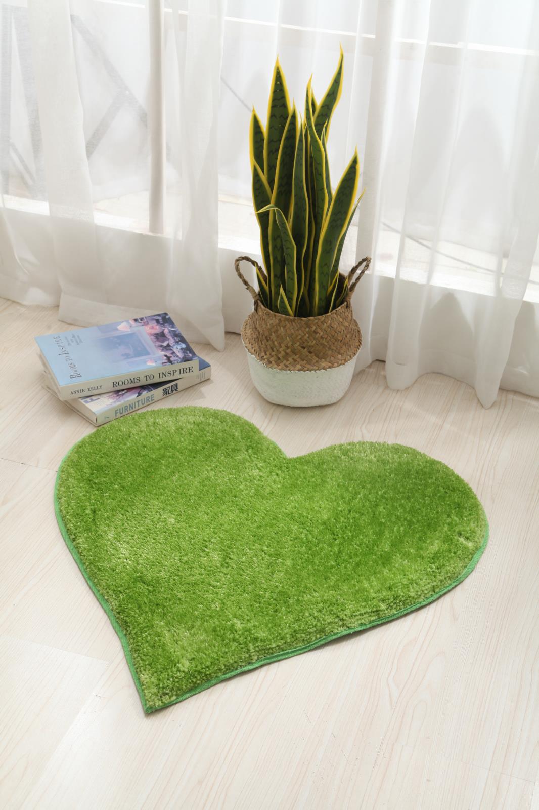 Hearts KD14 Green Shag Rug — view 5