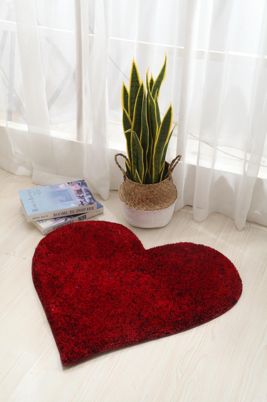 Hearts KD09 Burgundy Shag Rug — view 4