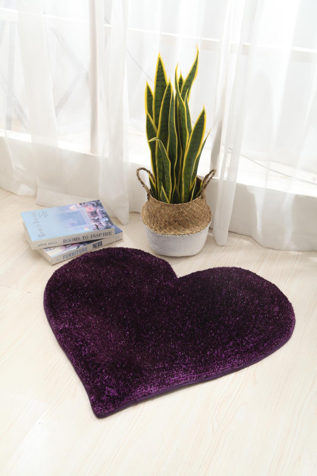 Hearts KD02 Purple Shag Rug — view 4
