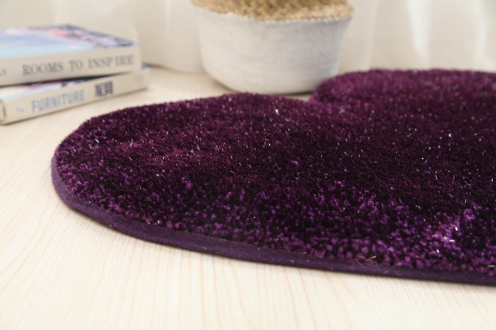 Hearts KD02 Purple Shag Rug — view 3