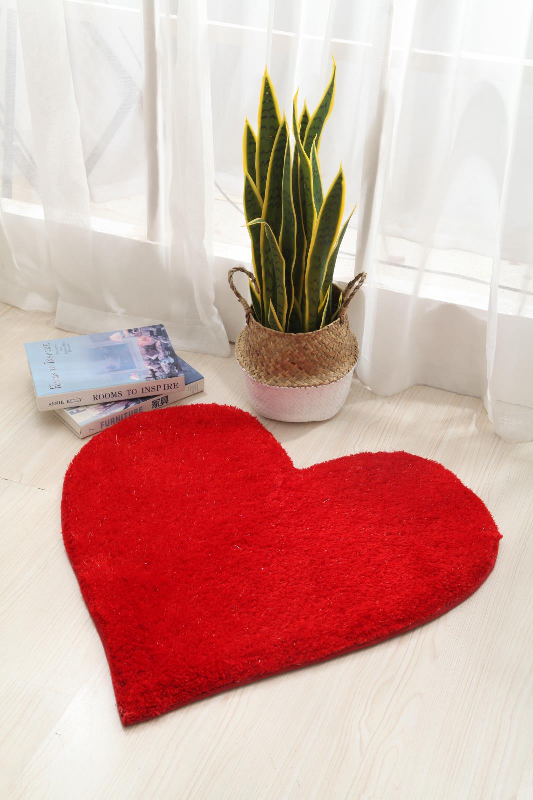 Hearts KD15 Red Shag Rug — view 4