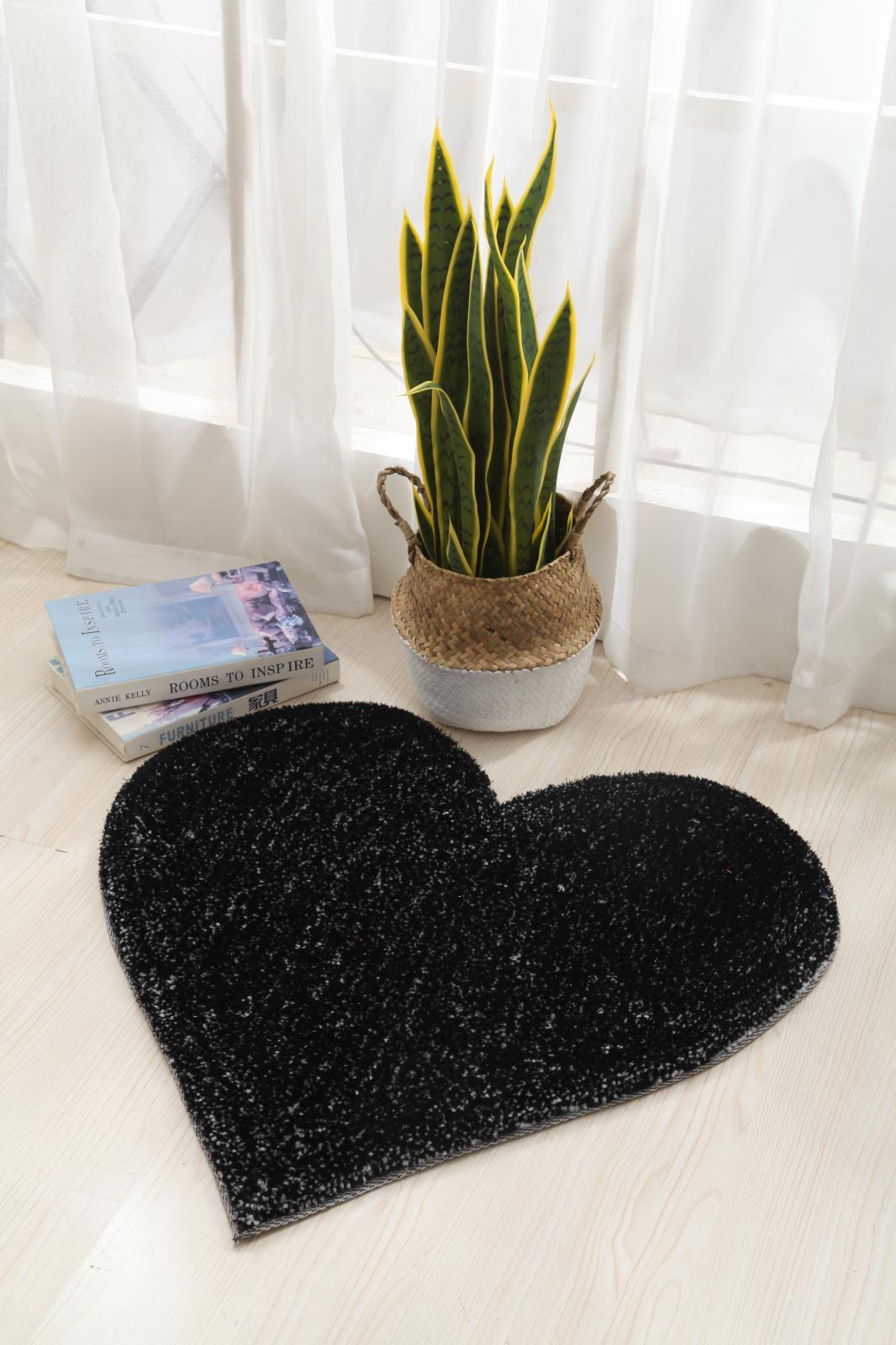 Hearts KD01 Black Shag Rug — view 4