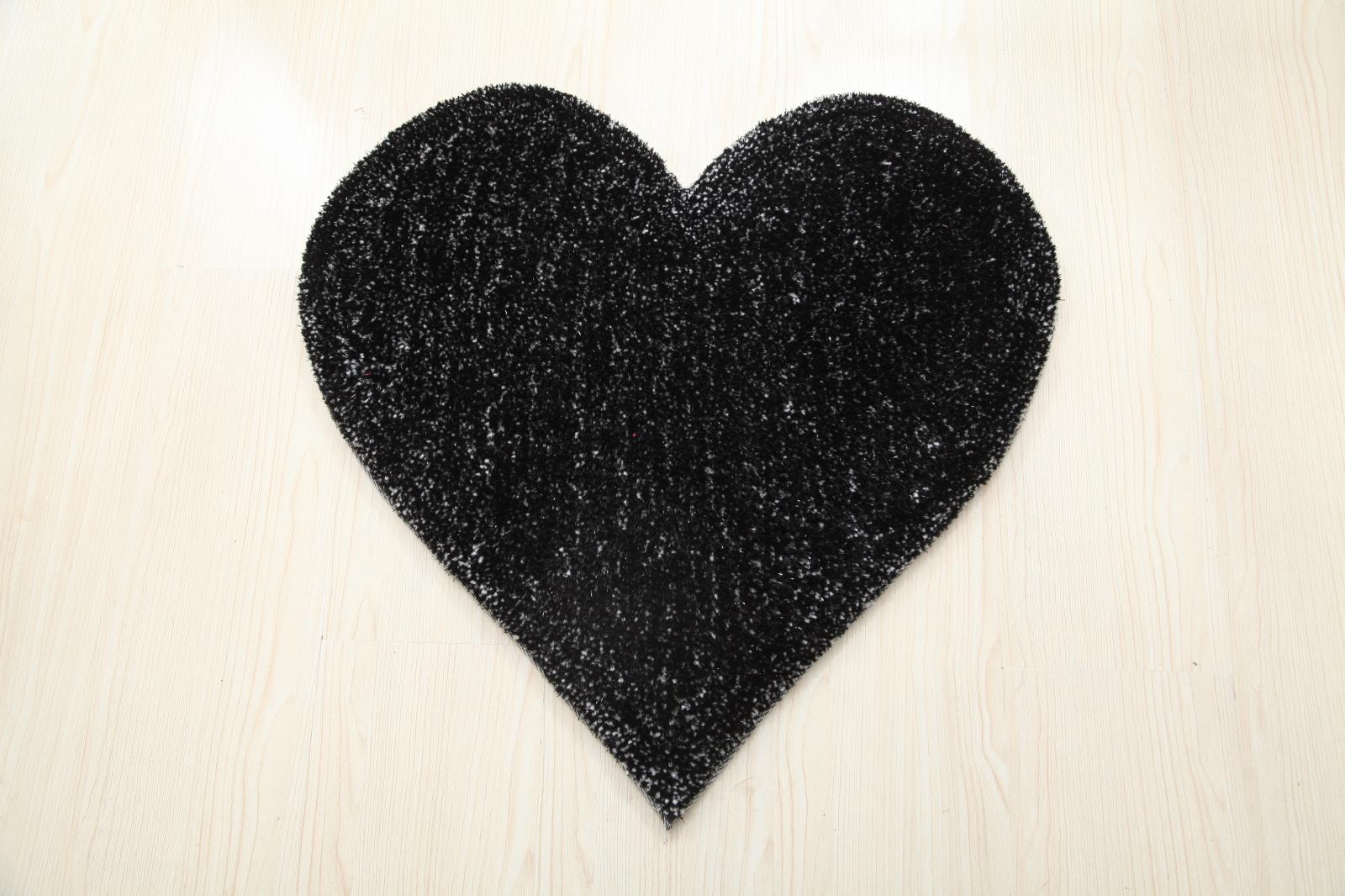 Hearts KD01 Black Shag Rug