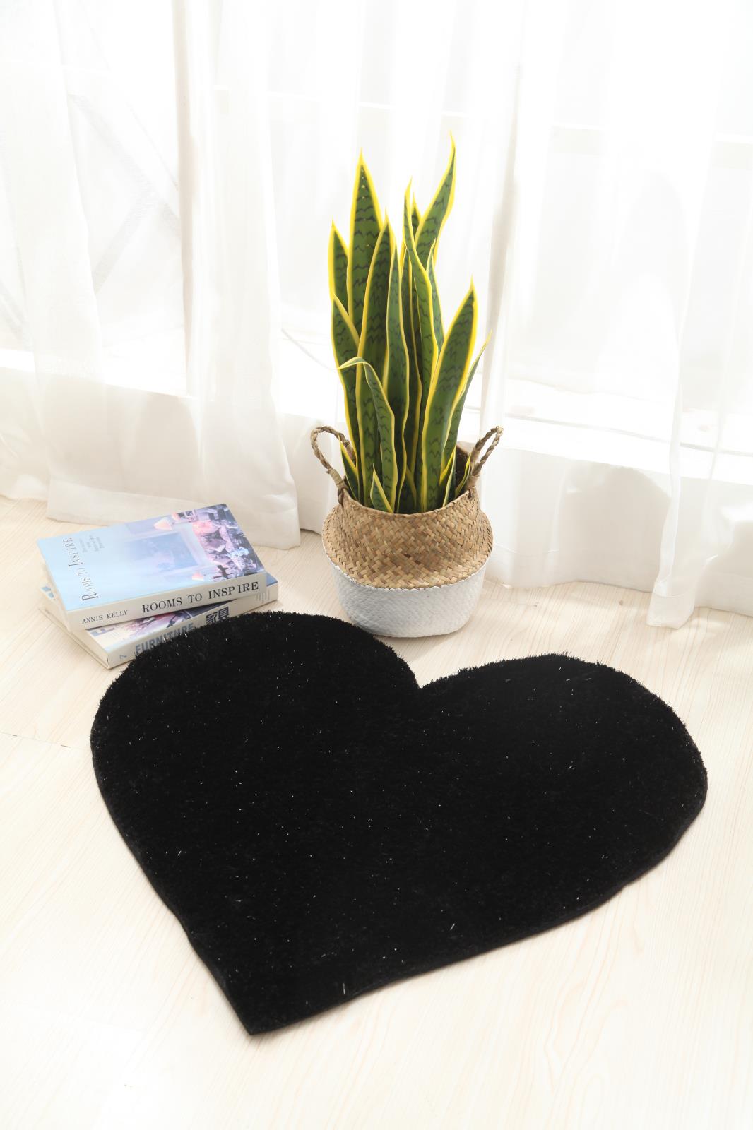 Hearts KD06 Black Shag Rug — view 4