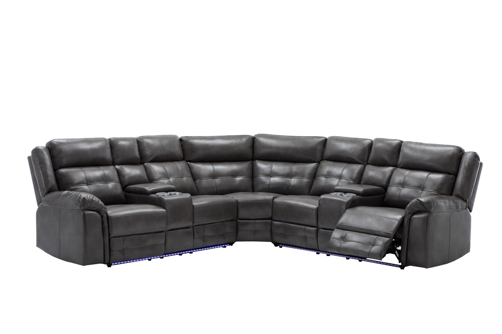 Gray 3-Piece Power Reclining Sectional (U32) — view 2