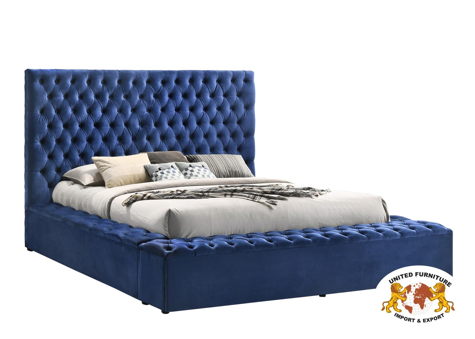 Blue Velvet Queen Bed (B564) — view 2