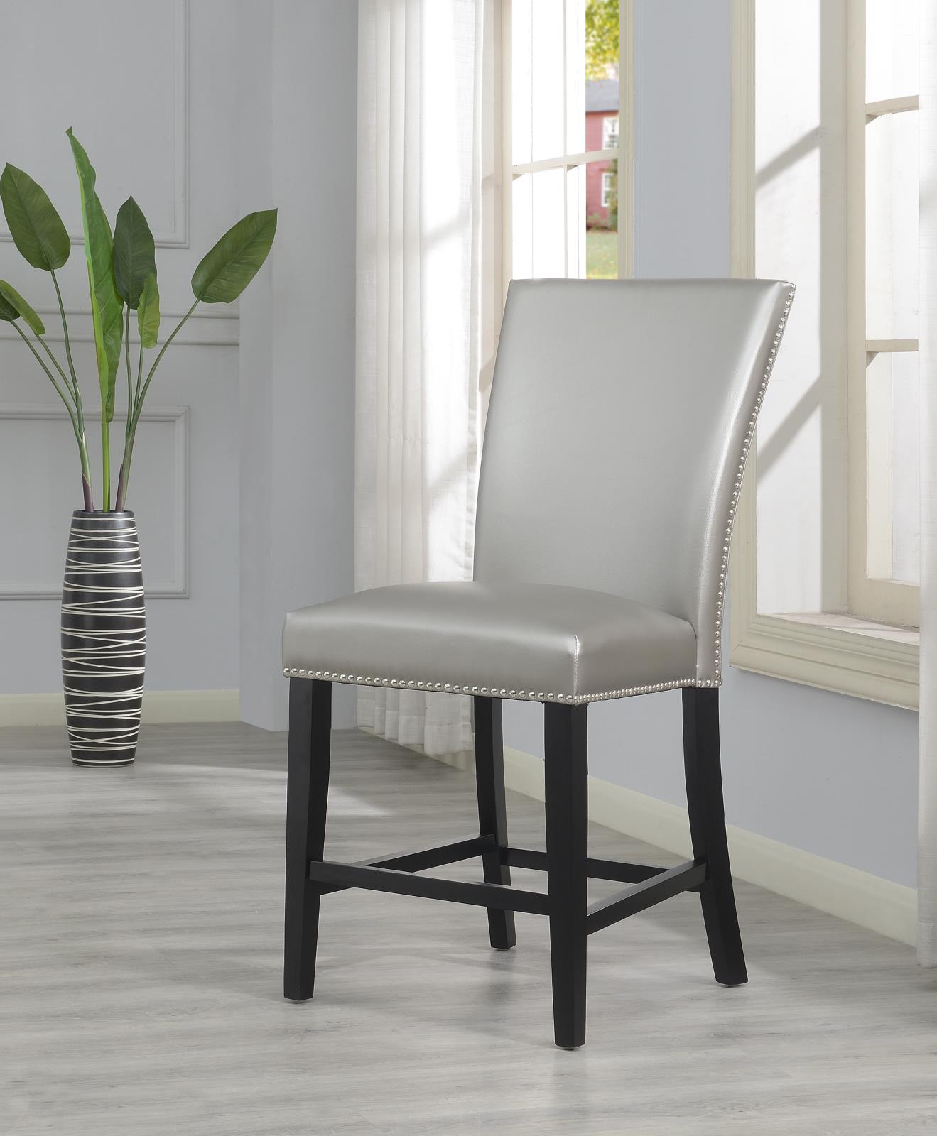 Silver PU Counter Chair (D134)