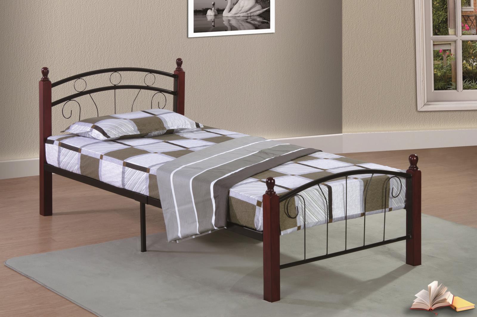 Cherry Twin Post Metal Bed (B642)