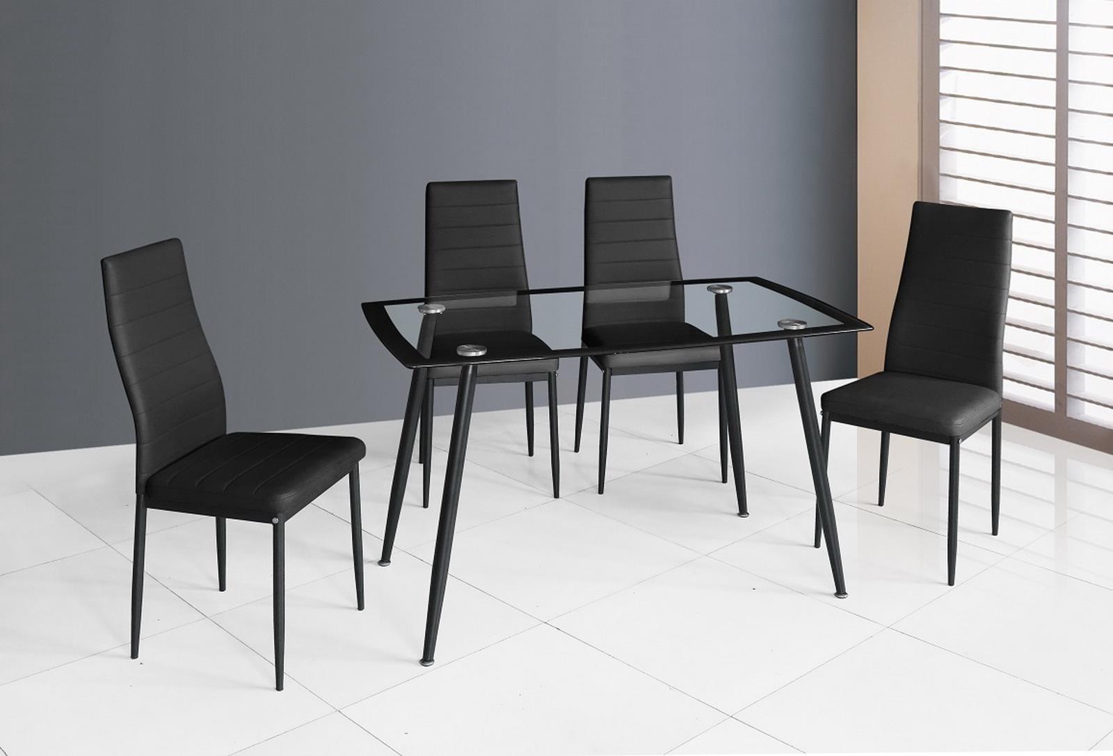 Black Dining Table & 4 Chairs (D340) — view 2
