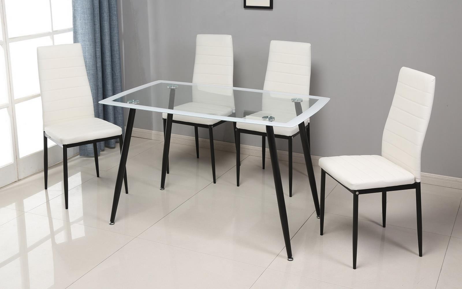White Dining Table & 4 Chairs (D342) — view 2