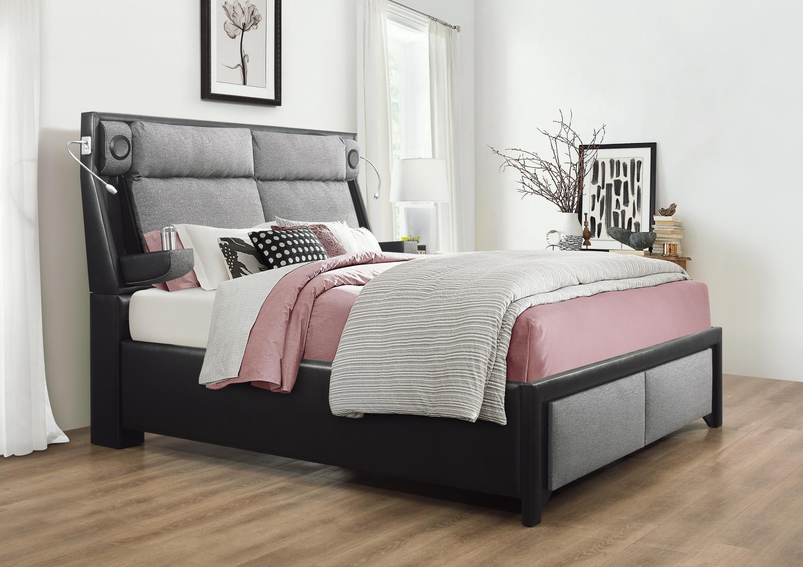 Black Bluetooth Queen Bed (B561)