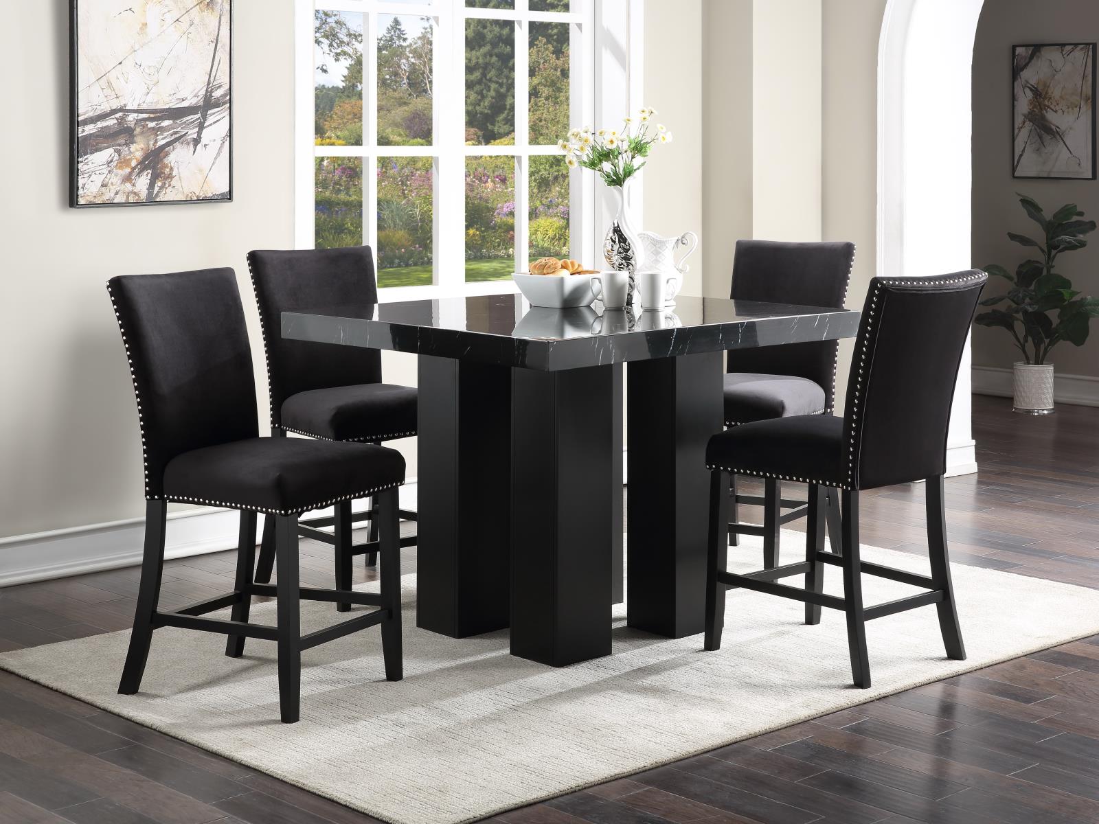 Counter Table & 4 Black Chairs (D132) — view 2