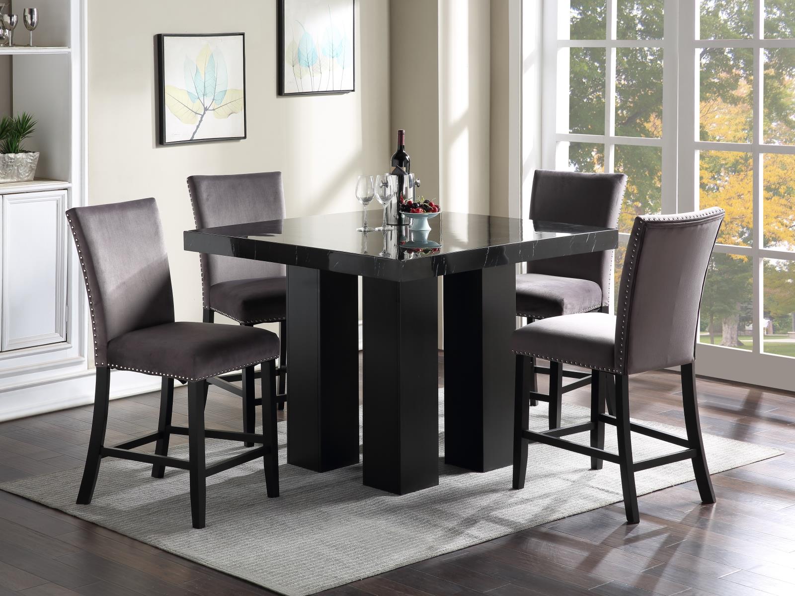 Counter Table & 4 Gray Chairs (D132) — view 2