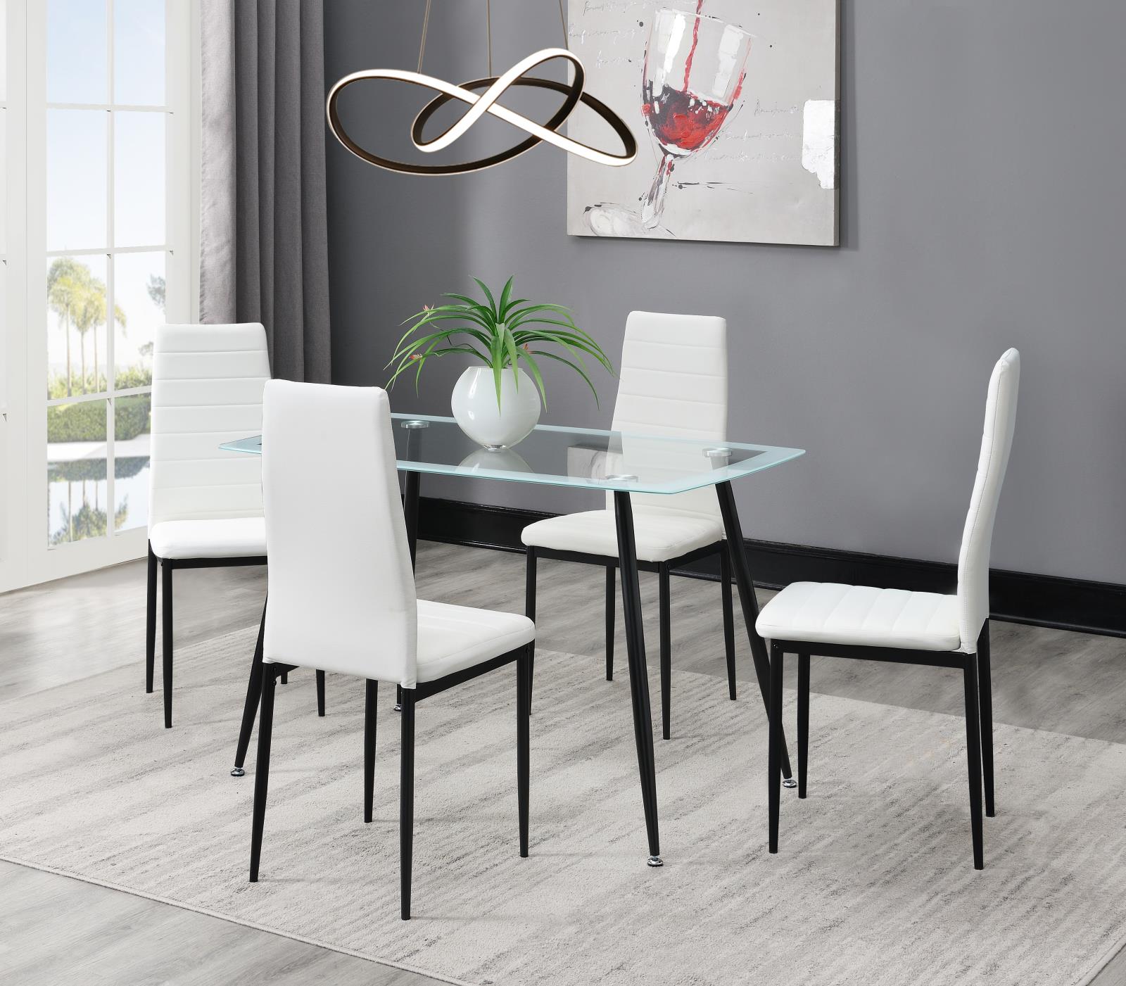 White Dining Table & 4 Chairs (D342)
