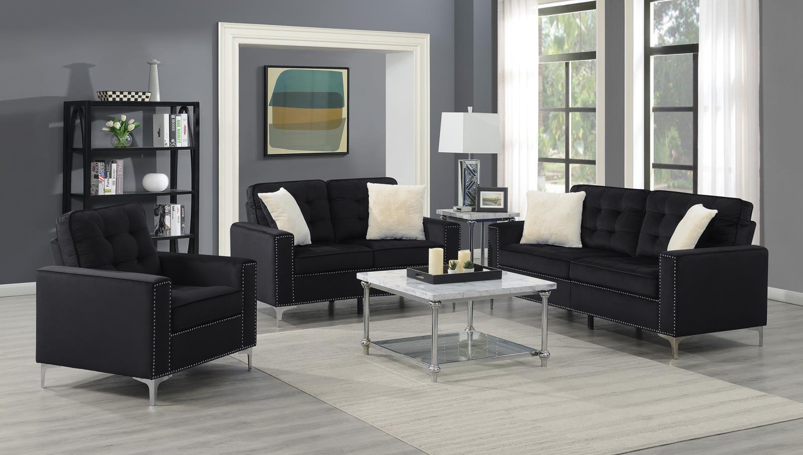 Black Velvet Chair (U431)