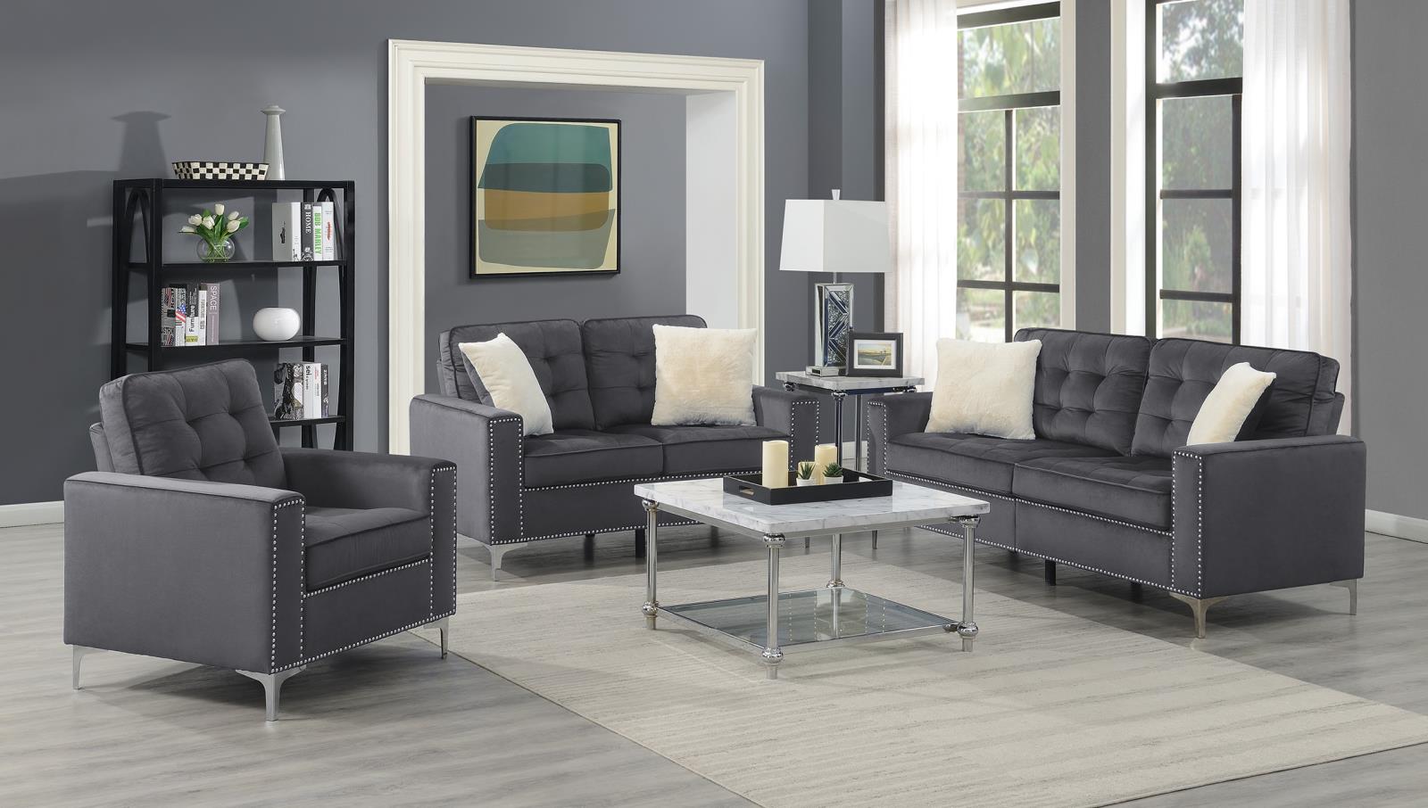 Dark Gray Velvet Chair (U433)