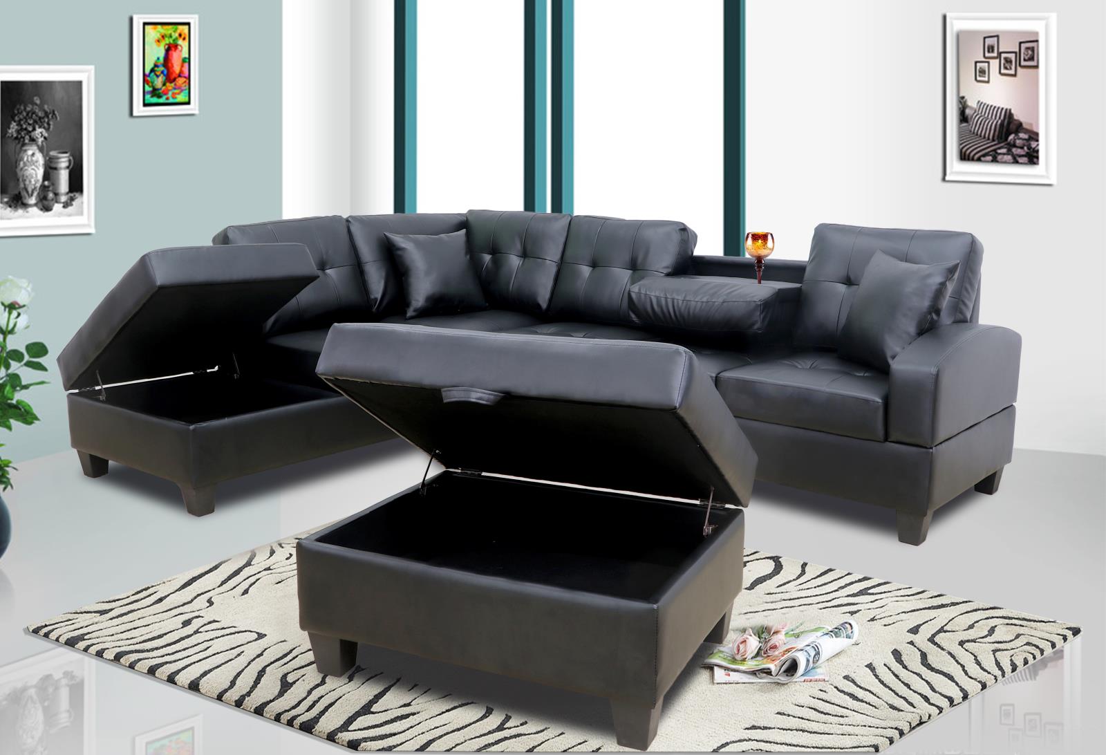 Black 2-Piece Sectional (U345)