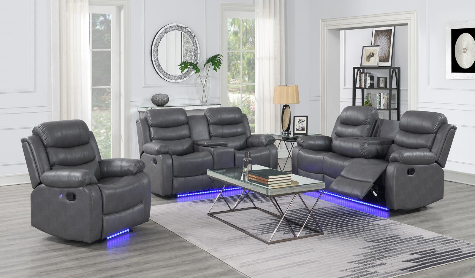 Gray Motion Sofa & Loveseat (U156)