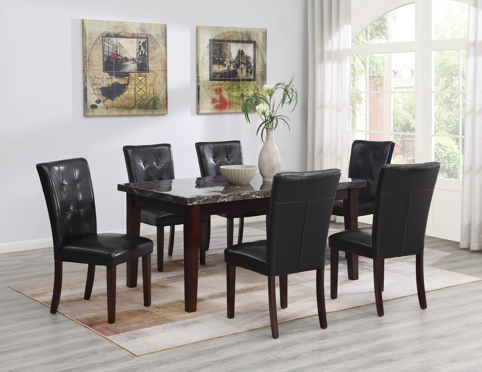 Brown Dining Table & 6 Chairs (D128)