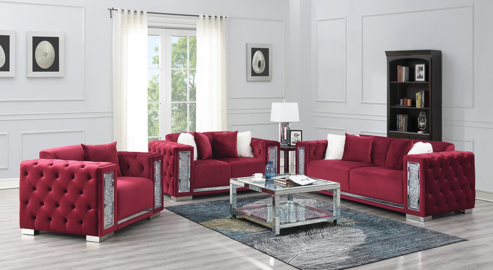Burgundy Velvet Chair (U251)