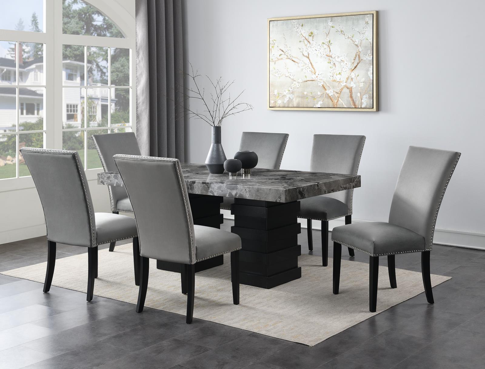 Dining Table & 6 Gray Chairs (D137) — view 2
