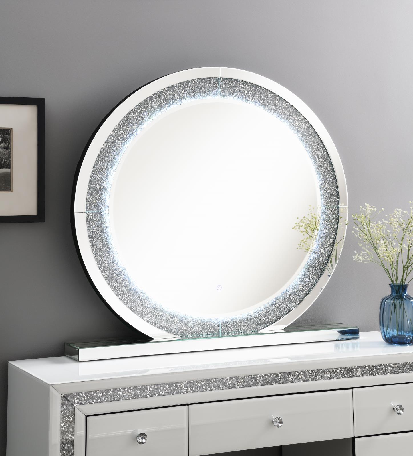 White Wood Vanity Stool (G-325) — view 3