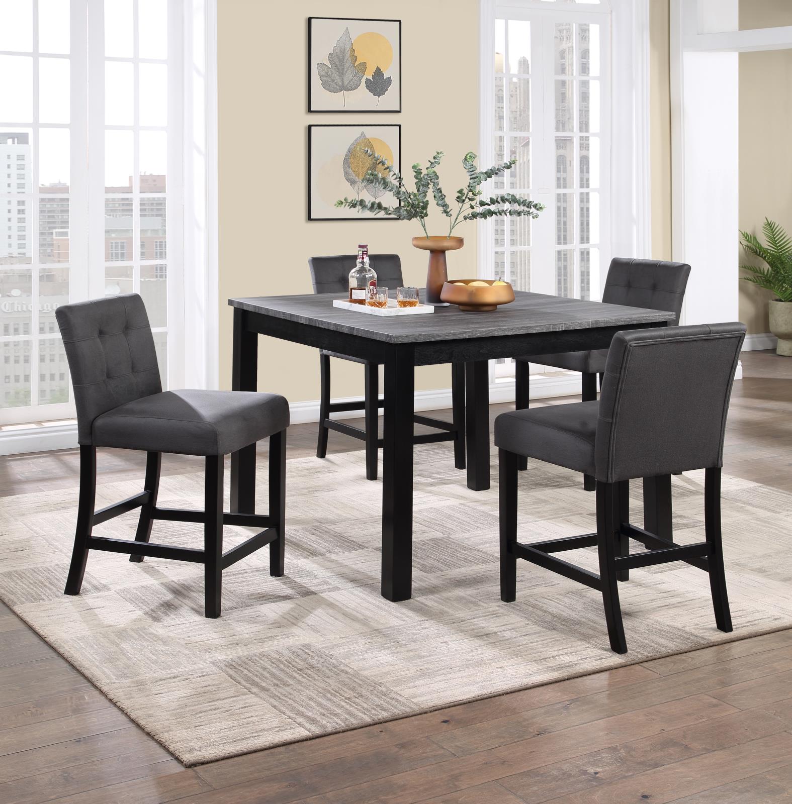 Gray Counter Table with 4 Chairs (D199)
