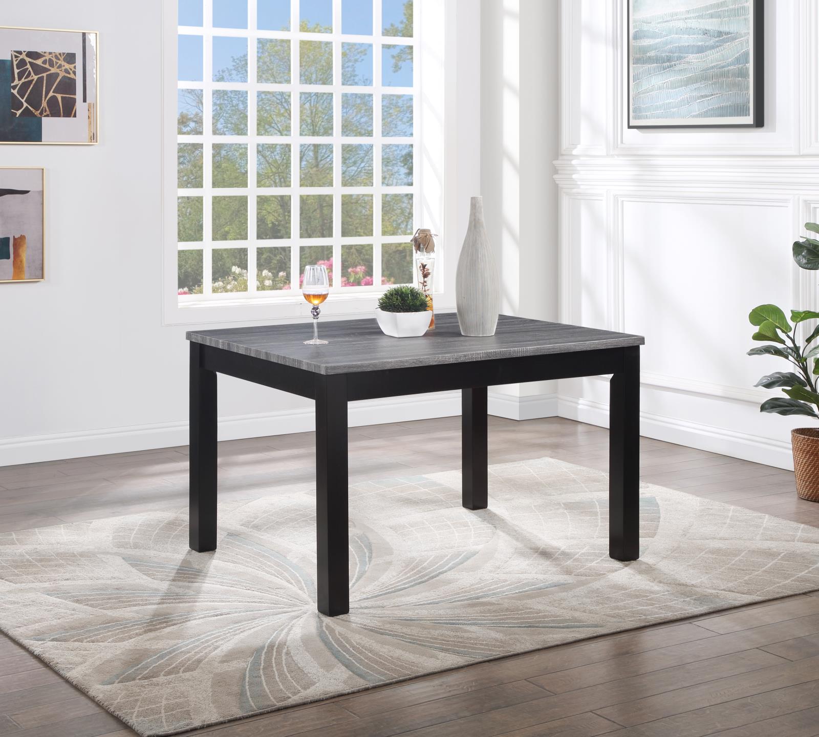 Gray Dining Table with 4 Chairs (D200) — view 2