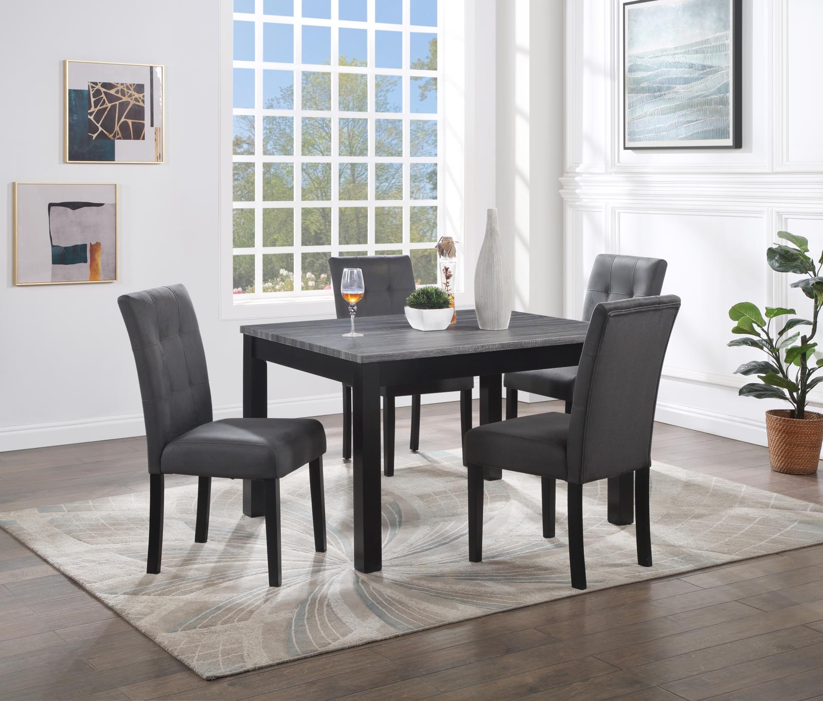 Gray Dining Table with 4 Chairs (D200)