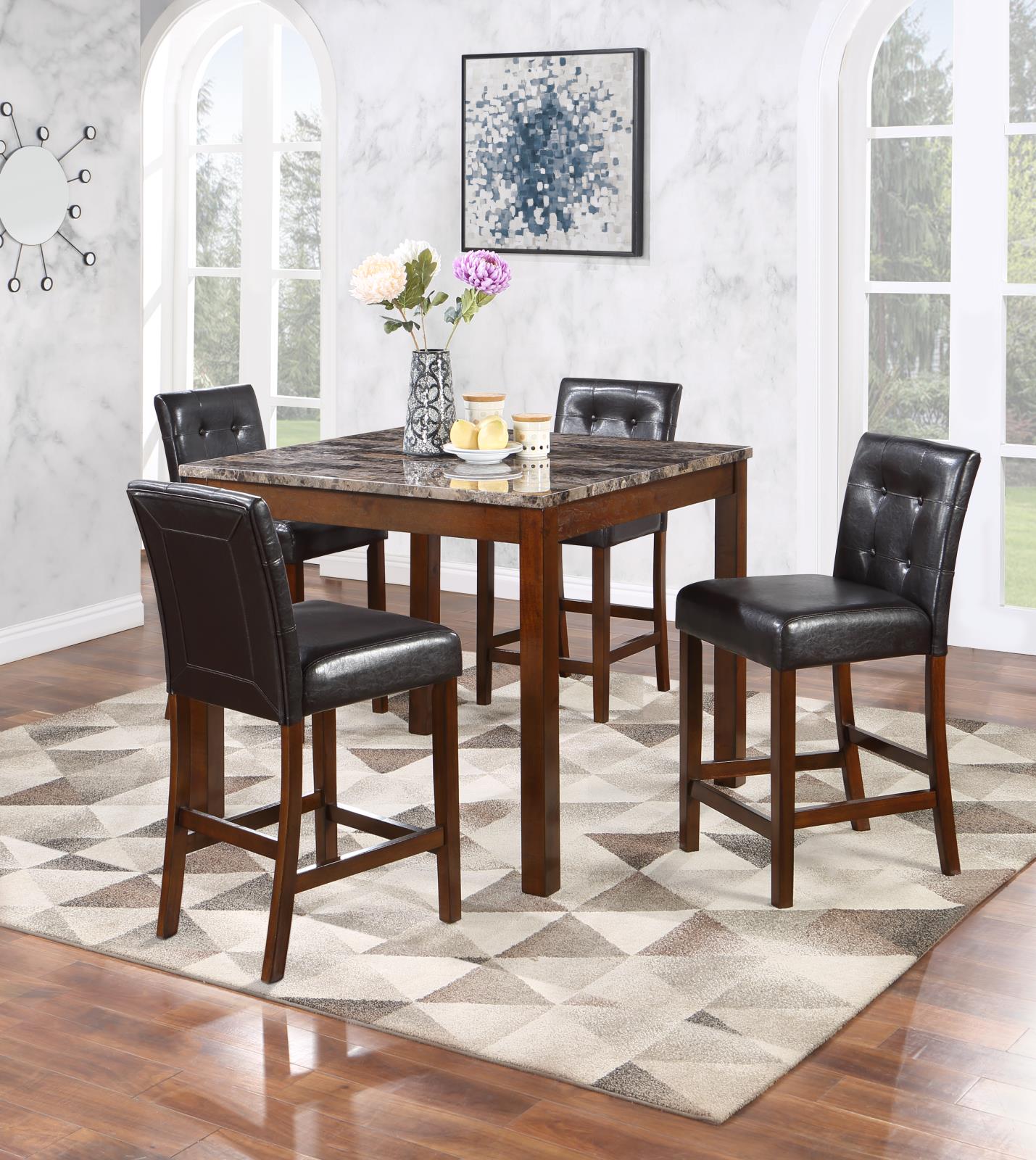 Brown Counter Table with 4 Chairs (D203)