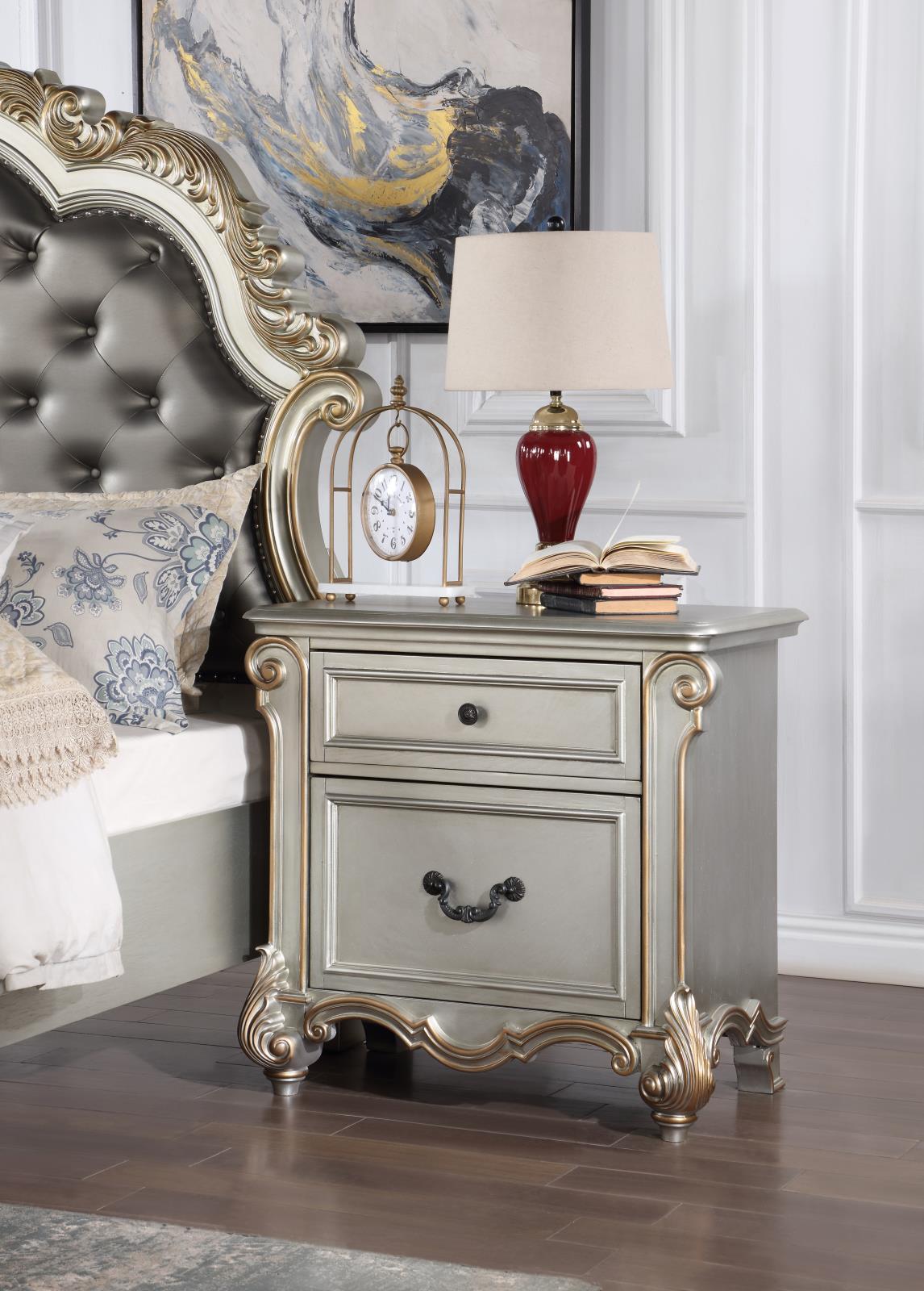 Antique Platinum Nightstand (B060)