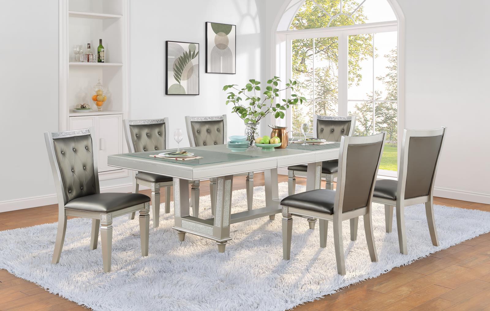 Silver Shimmer Rectangular Dining Table (D106) — view 2