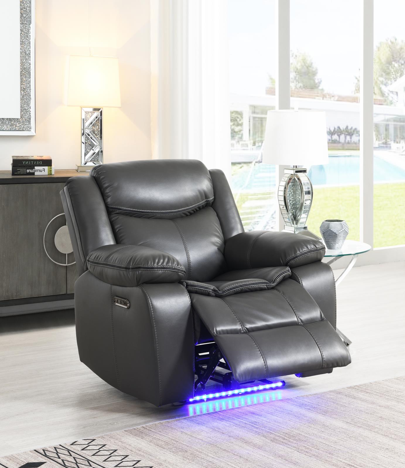 Gray Power Reclining Chair with LED Light (U101)