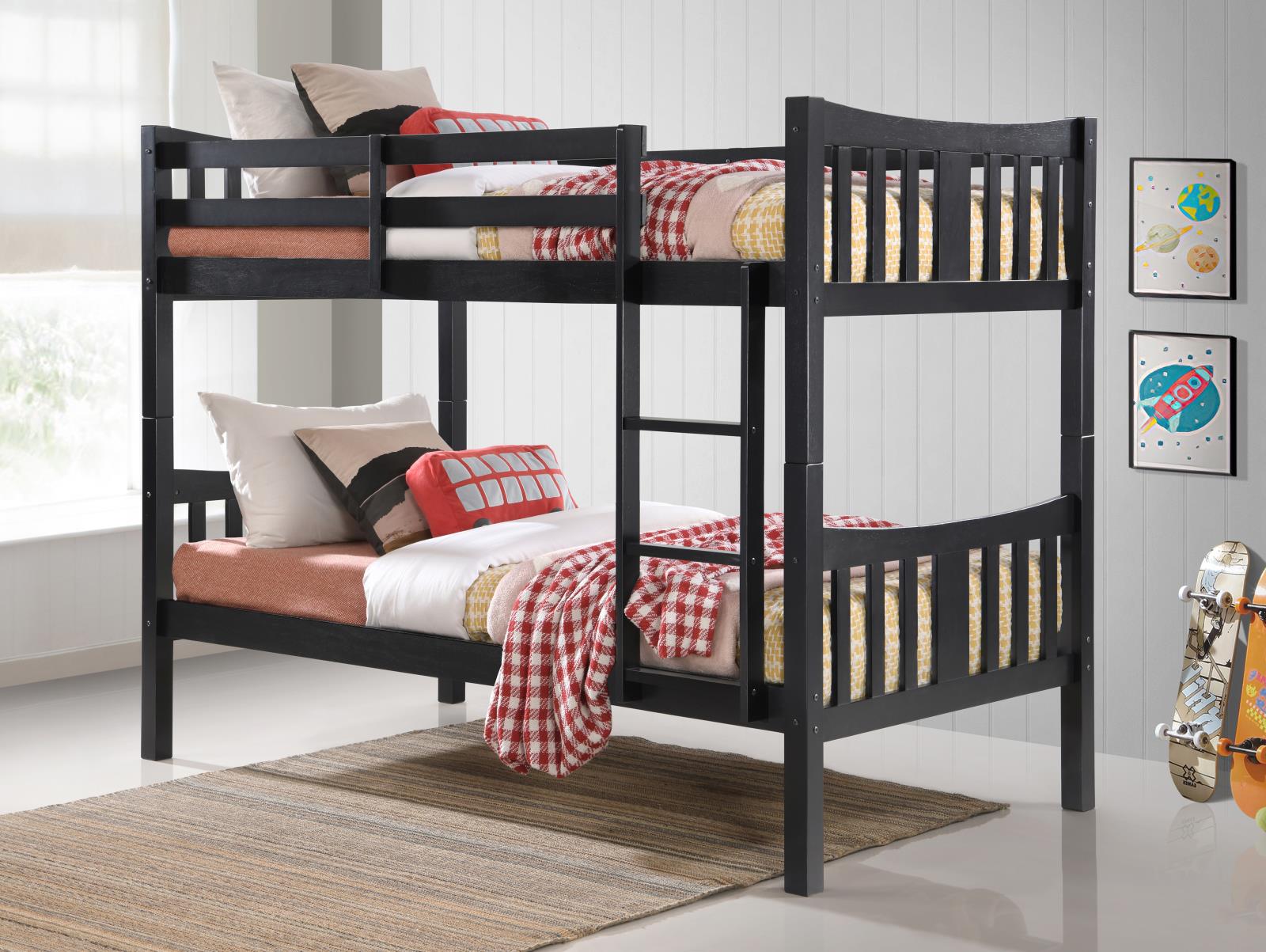 Black Twin/Twin Bunk Bed (S108)