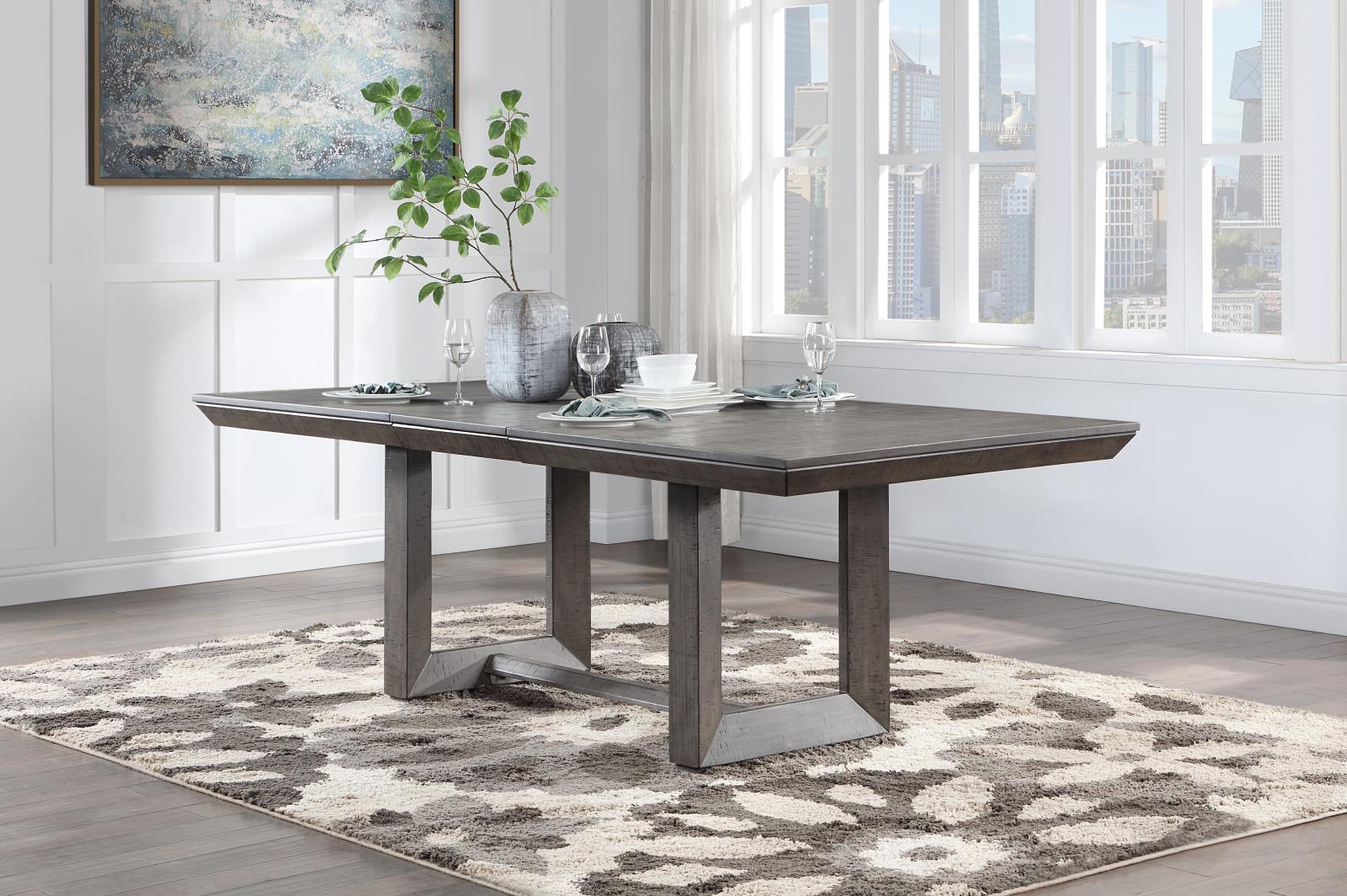 Dark Gray Rustic Dining Table & 6 Chairs (D111) — view 3