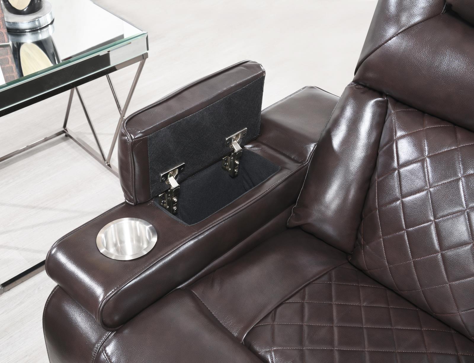 Dark Brown Power Reclining Chair (U104) — view 4