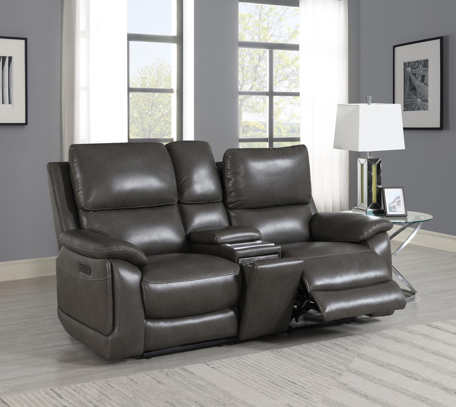 Gray Power Reclining Sofa & Loveseat (U108) — view 2