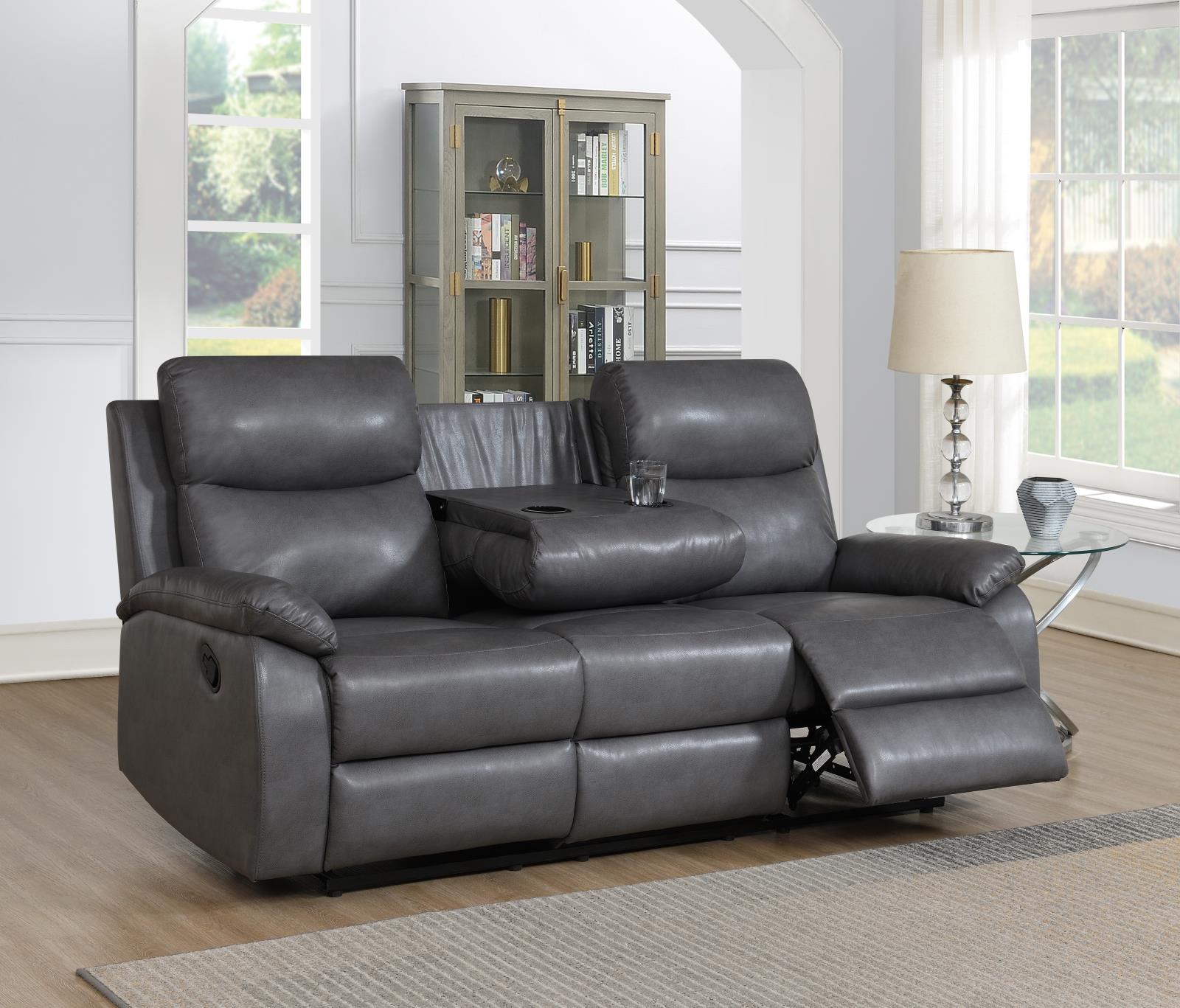 Gray Motion Sofa with Drop-Down Table (U185)