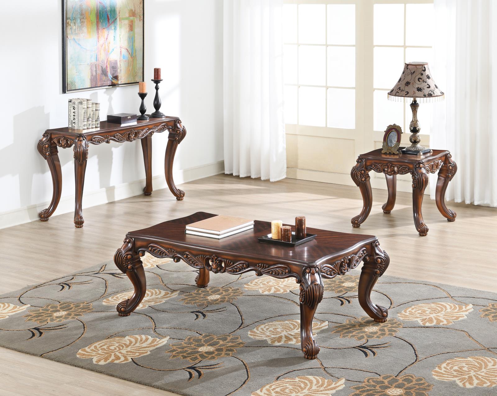 Warm Brown Coffee Table & 2 End Tables (T204)