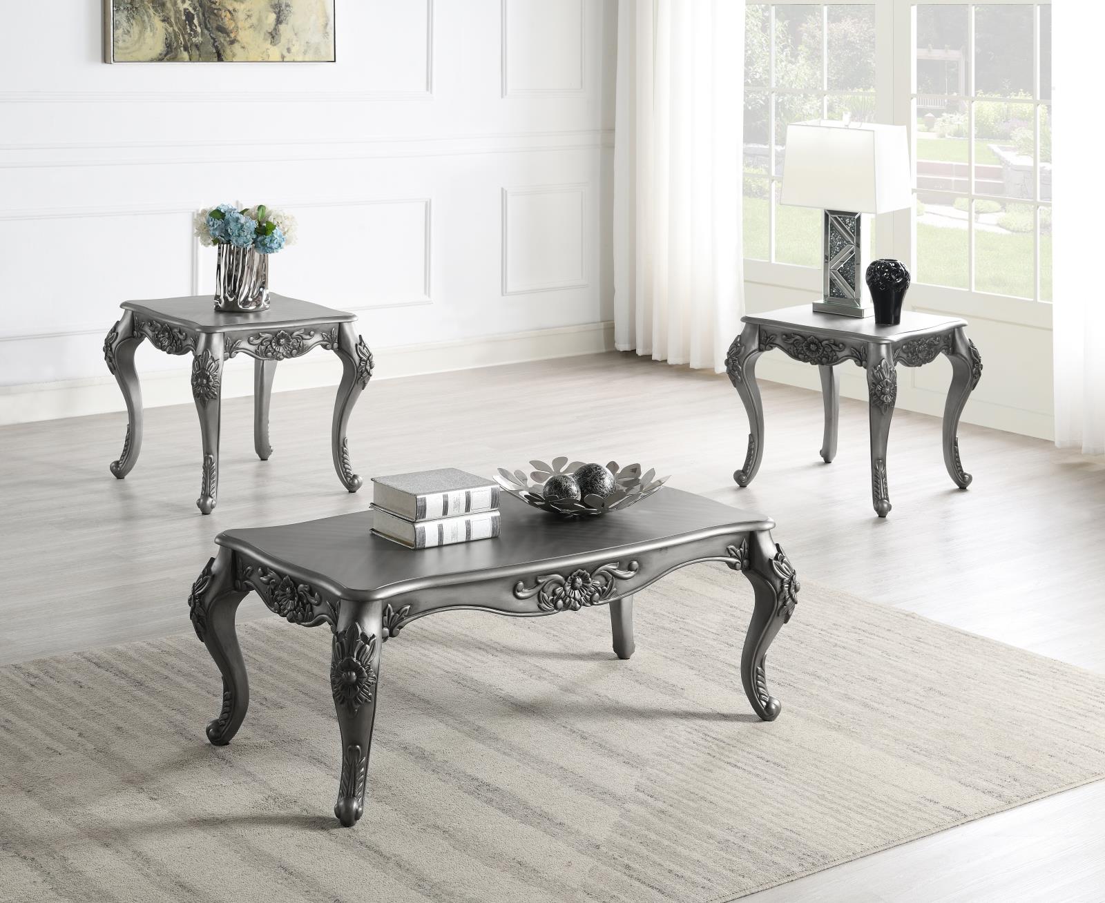 Gray Coffee Table & 2 End Tables (T206)