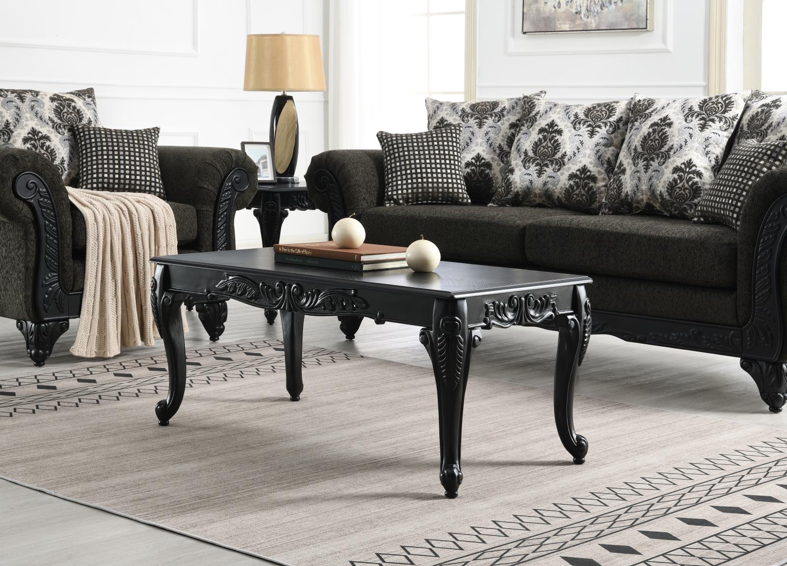 Ebony Black Coffee Table & 2 End Tables (T208) — view 3