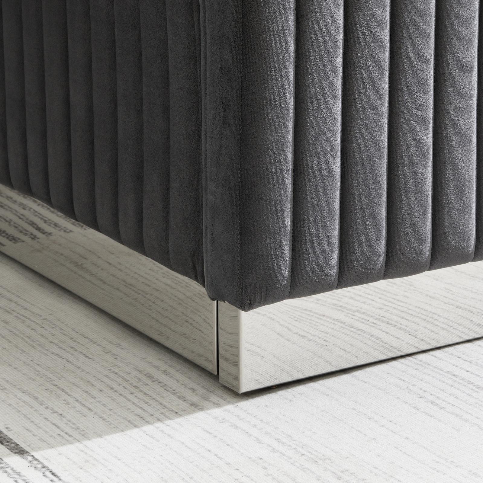 Gray Velvet King Bed (B544) — view 5