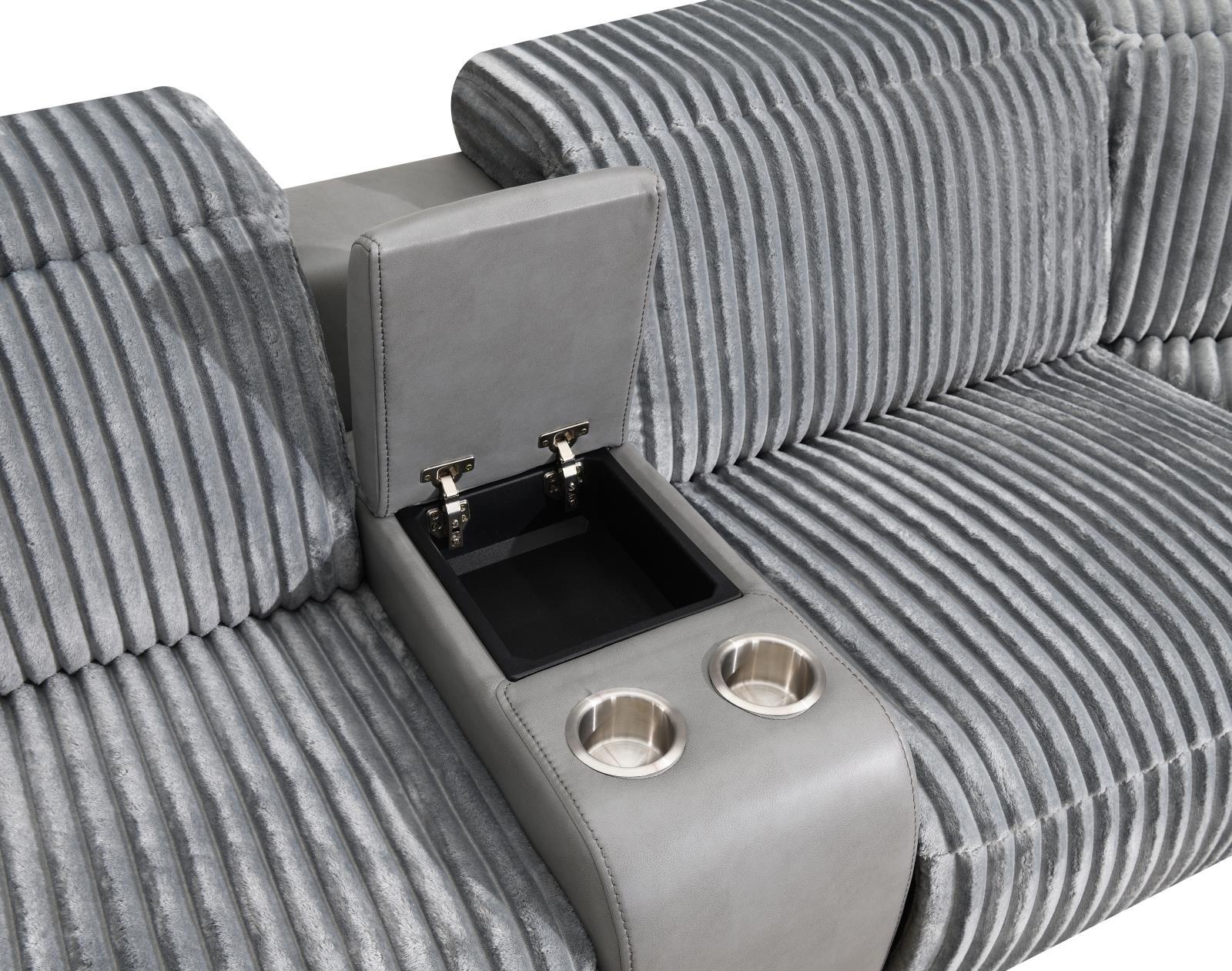 6-Piece Gray Power Reclining Sectional with Power Headrest (U13) — view 3