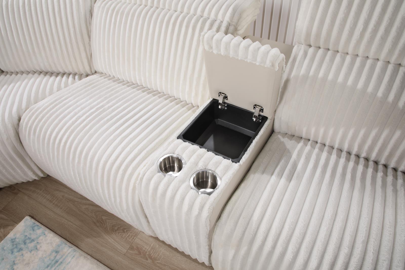 6-Piece White Power Reclining Sectional with Power Headrest (U14) — view 2