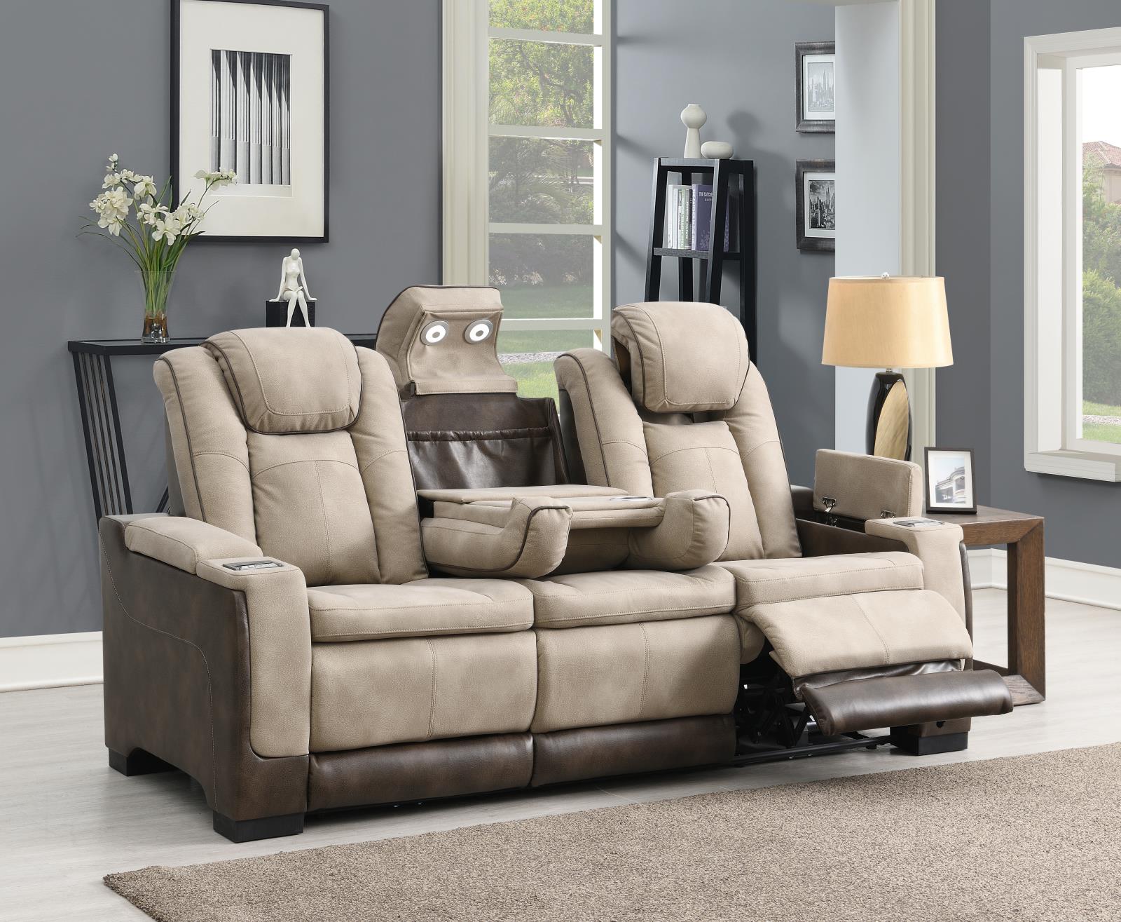 Sand Power Reclining Sofa & Loveseat (U78) — view 4