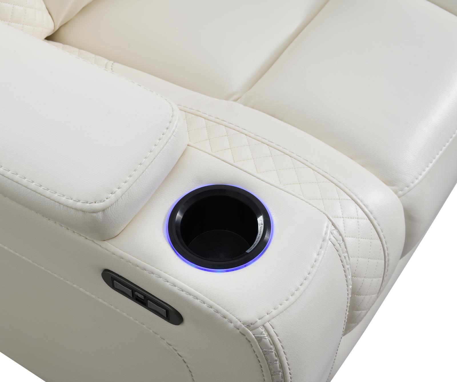 White Power Reclining Sofa, Loveseat & Chair (U94) — view 12