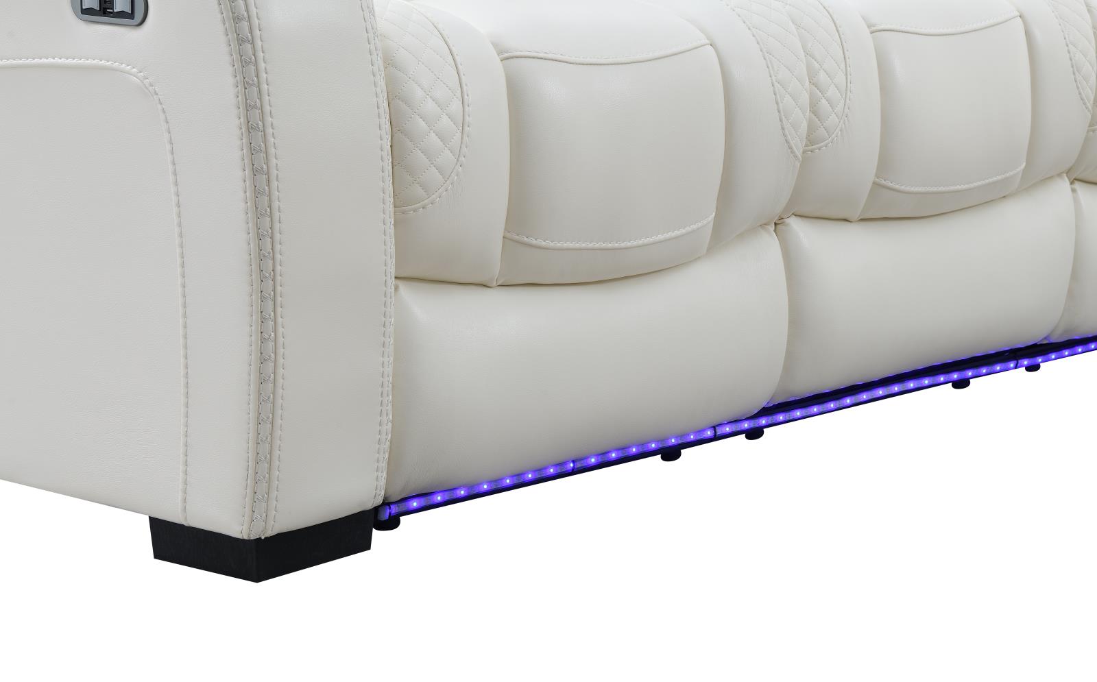 White Power Reclining Sofa, Loveseat & Chair (U94) — view 5